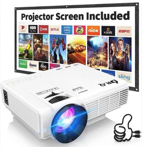 Projector with Projection Screen 1080P Full HD Supported, Upgraded 6500 Lux Video Projector Compatible with TV Stick PS4 HDMI USB AV (FREE POSTAGE)