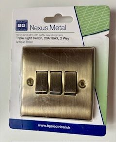 BG Nexus Metal 3 Gang Switch - Antique Brass