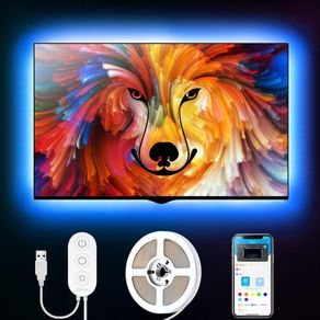 TV LED Backlight with App Control, RGB LED Strip Light, USB Powered, Adjustable Lighting Kit for 40-60in TV, Computer, Monitor (4pcs x 50cm) [Energy Class A]