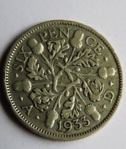 1933 Silver Sixpence 6d