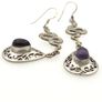 Vintage 925 Sterling Silver & Colour Changing Amethyst Witchy Gothic Snake Earrings Image 7