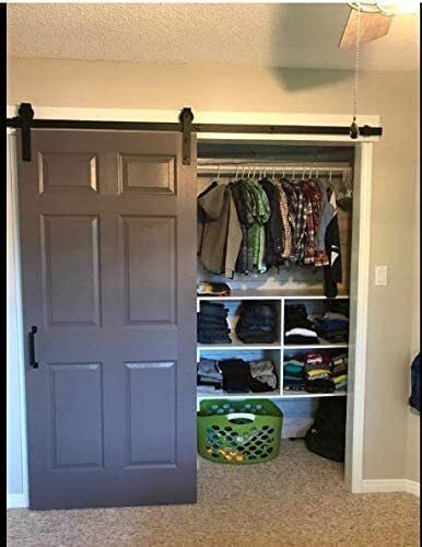 6.6FT Barn Door Hardware Kit with Black Handle