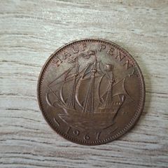 Great Britain UK 1967 Half Penny Elizabeth II Coin - free standard postage