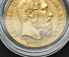 Gold coin 20 Belgian Franc Leopold II