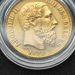 Gold coin 20 Belgian Franc Leopold II