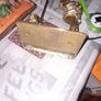 Very Old Solid Brass Man and Dog under a Street Lamp Image 4