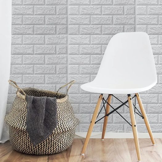10Pcs 3D Brick Wallpaper in White, Faux Foam Brick Wall Panels Peel and Stick, Waterproof for Bedroom, Living Room, and Kitchen Decor