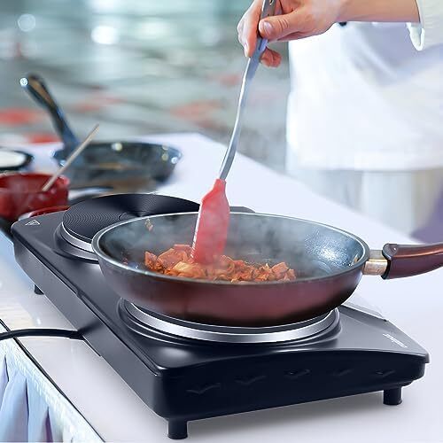 Electric Hobs 2500W Electric Hot Plates for Cooking Portable Hob with 2 Cast Iron Rings/with Dual Temperature Control