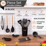 Kitchen Non Stick Cooking Utensils Set Heat Resistant Silicone Utensils with Wooden Handle Ladles, Spoons and Spatulas Set  Kitchen Tools & Accessories 35pcs, Black Image 4
