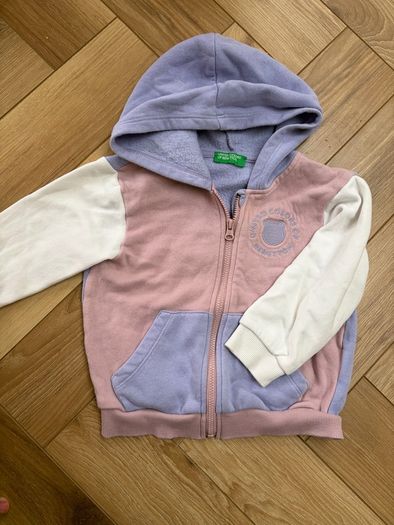 Baby girl casual outfit floral jeans, rose pink top and Benetton hoody 12-18 months