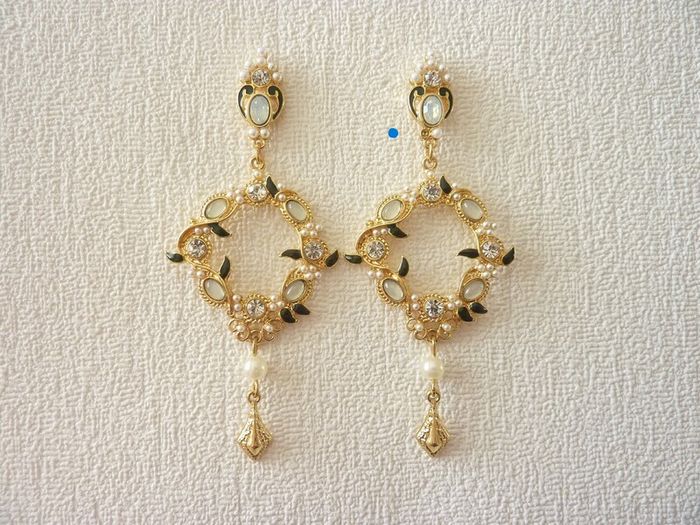 Vintage Style Faux Pearl Boho Chic Drop Gold Earrings