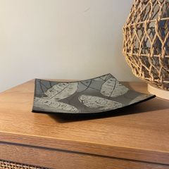 Black & Grey Glass Rectangular Trinket Tray / Decorative