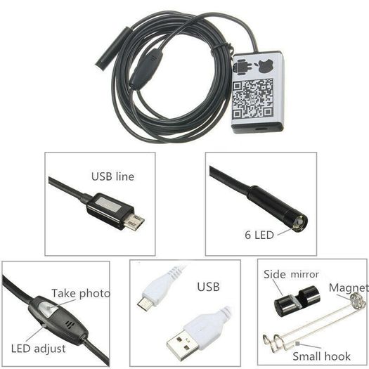 5M 6LED Wifi Snake Soft Cable Endoscope Waterproof Inspection Camera