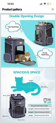 Pet carrier for small dogs or cats backpack