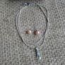 Crystal pendant, silver chain and pearl earrings set, free shipping! Image 4