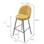 Set of 2 Mustard Upholstered Bar Stools with Backrests and Black Steel Legs Image 5