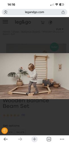 Kids wooden balance beam