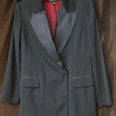 Tuxedo Style Ladies Black Wool Dress Jacket Size 8