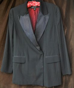 Tuxedo Style Ladies Black Wool Dress Jacket Size 8