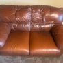 1 & 2 seater brown leather couch Image 4