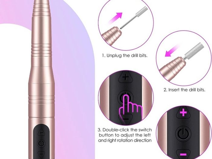 Electric Nail Files, Cordless Rechargeable Electric Nail Drill Electric Nail Files Professional, 11 in 1 Electric Nail File Manicure Pedicure Kit Nail Drill for Acrylic Nails, Gel Nails (FREE POSTAGE)