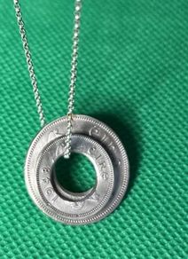 Handmade sterling silver 18inch chain with pre decimal coins pendant