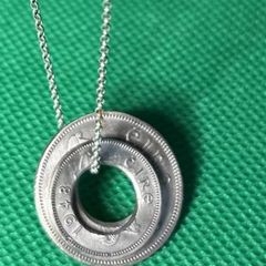 Handmade sterling silver 18inch chain with pre decimal coins pendant