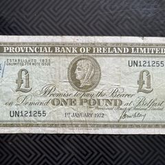 1972 Provincial Bank of Ireland 1 Pound Banknote
