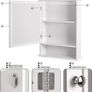 Bathroom Medicine Cabinet Wall Mounted Mirror Cabinet with Single Doors and Adjustable Shelf, Accent Home Furniture Wooden Storage Cabinets Organizer, White Image 4