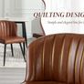 Set of 2 Dining Chairs with Quilted Back PU Leather Upholstered Seat and Metal Legs Image 7