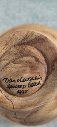 SMALL Wooden Bowl -SPALTED BEECH- and the date 1997.as trinket dish handmade wood turning by Dan O'Loughlin .