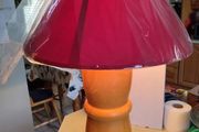 Vintage Hand turned wood table lamp 60 CM. tall.