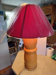 Vintage Hand turned wood table lamp 60 CM. tall.