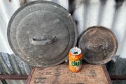 2 vintage galvanised lids