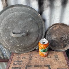 2 vintage galvanised lids