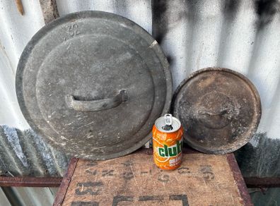 2 vintage galvanised lids