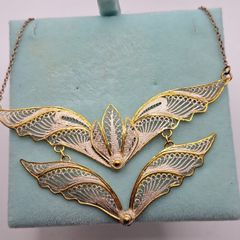 sterling silver golden lark wings necklace