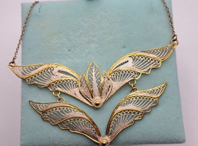 sterling silver golden lark wings necklace