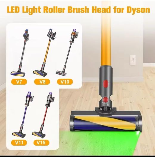 LED Floor Nozzle Brush for Dyson V7 V8 V11 V10 V15 Vacuum Cleaner  Electric Brush Soft Roller Brush Replacement Parts