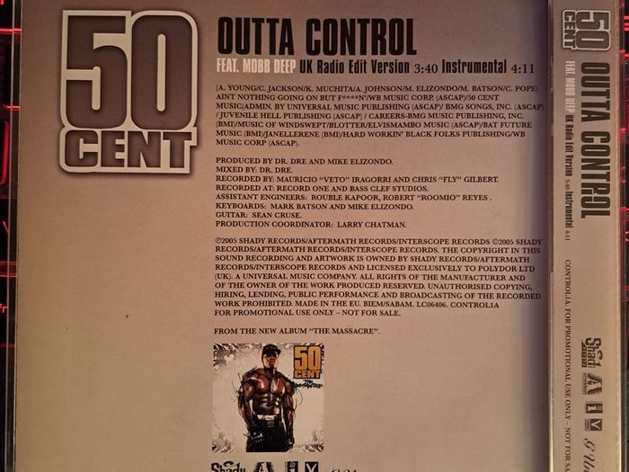 50 Cent Feat. Mobb Deep "Outta Control" CD, Promo