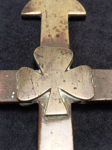 19 th century amazing brass bishops crosier top in the form of a cross