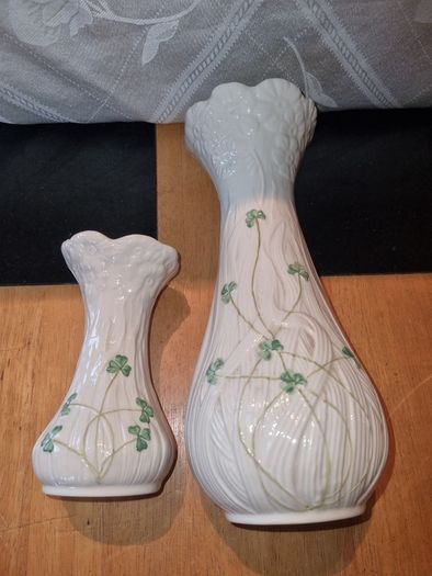 Belleek two vases