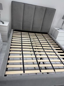 kingsize grey velour bedframe