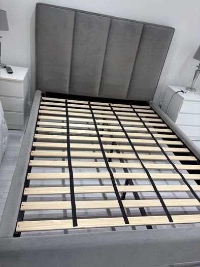 kingsize grey velour bedframe