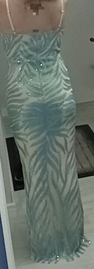 Mesh panel mermaid hem cami sequin dress gown