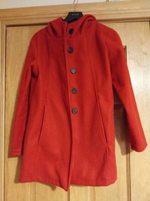 Red hooded coat