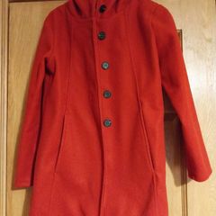 Red hooded coat
