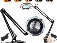 main image for ad 64 LED magnifying lamp, magnifying lamp, work lamp with stand, workplace lamp, table lamp, 5x magnification, 5-color dimming, 110mm glass lens, smart head touch control, ideal for working, learning, reading