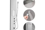 Tower System with Rainfall Shower Head, 53 in Brushed Stainless Steel Shower Column, 3-Function Faucet, High Pressure Wall-Mount