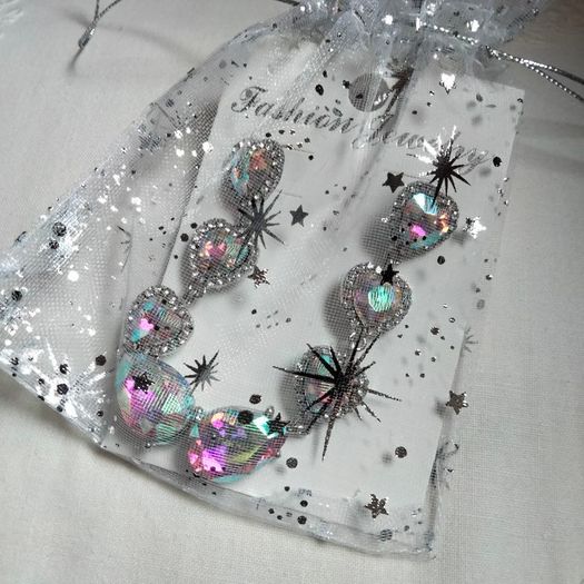 Brand New Heart Crystal Drop Earrings